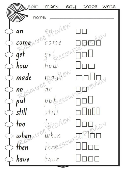 Sightword activities Lv1-4 - Image 5