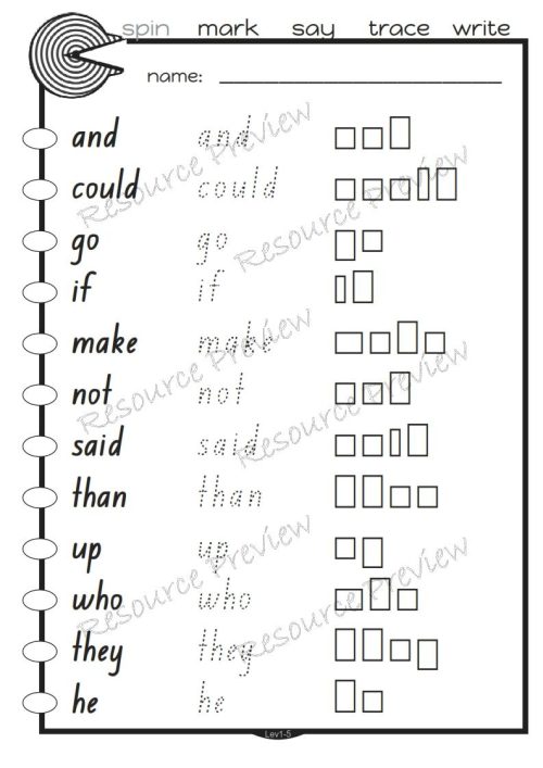 Sightword activities Lv1-5 - Image 5