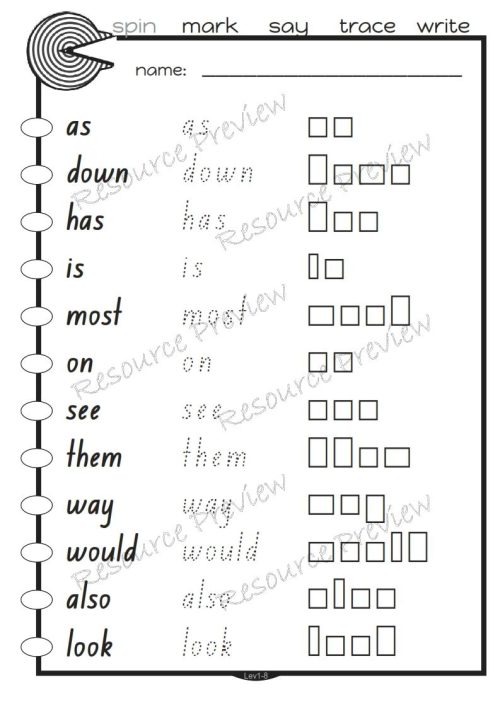 Sightword activities Lv1-8 - Image 5