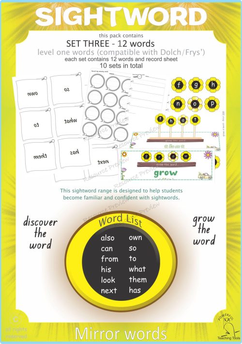 Sightword Grow and  Mirror Lv1-3