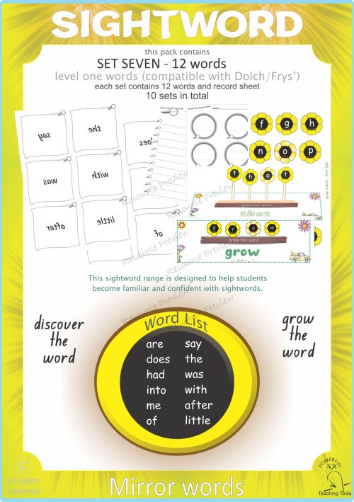 Sightword Grow and Mirror Lv1-7