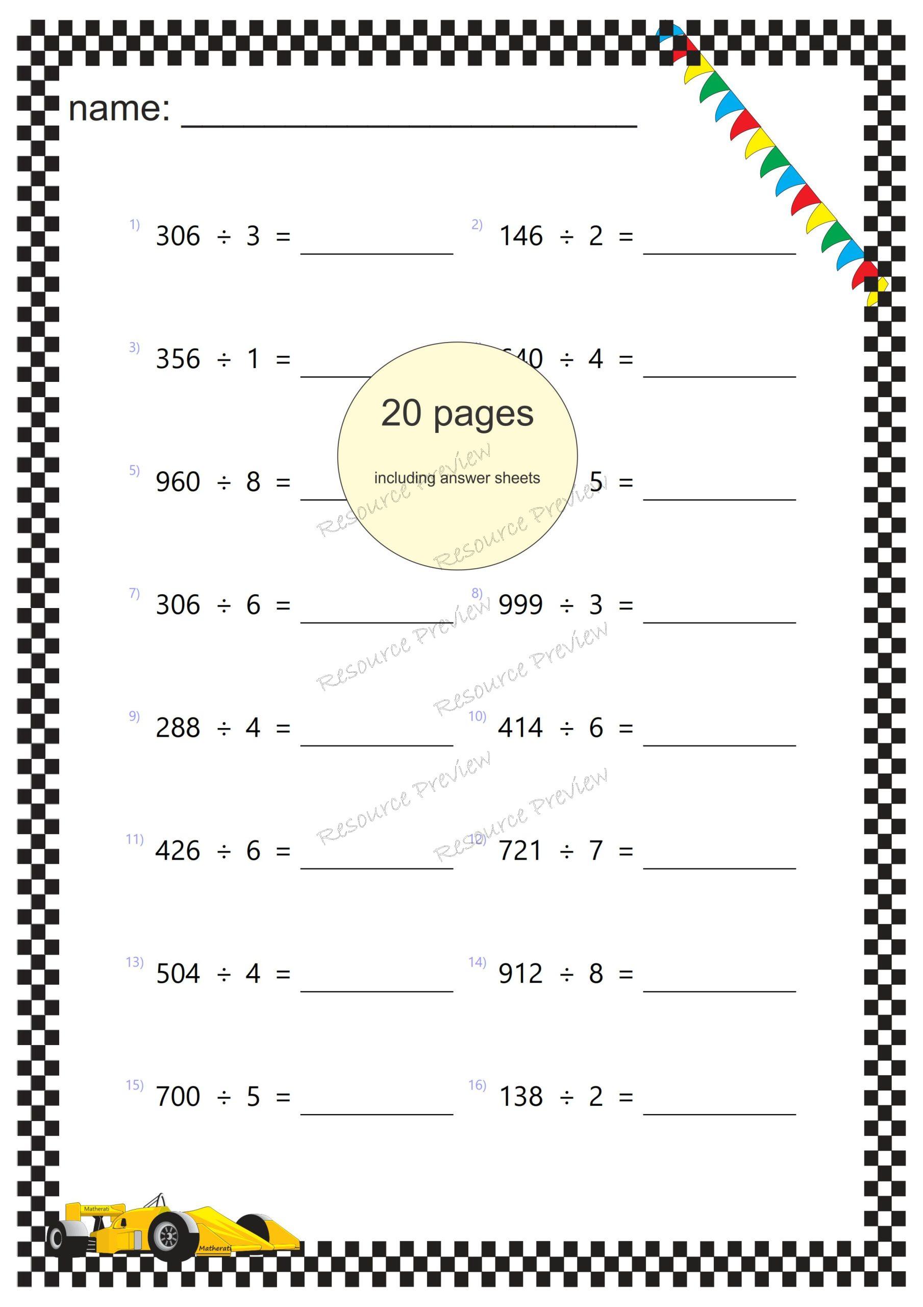 3dig x 1dig Division no remainder