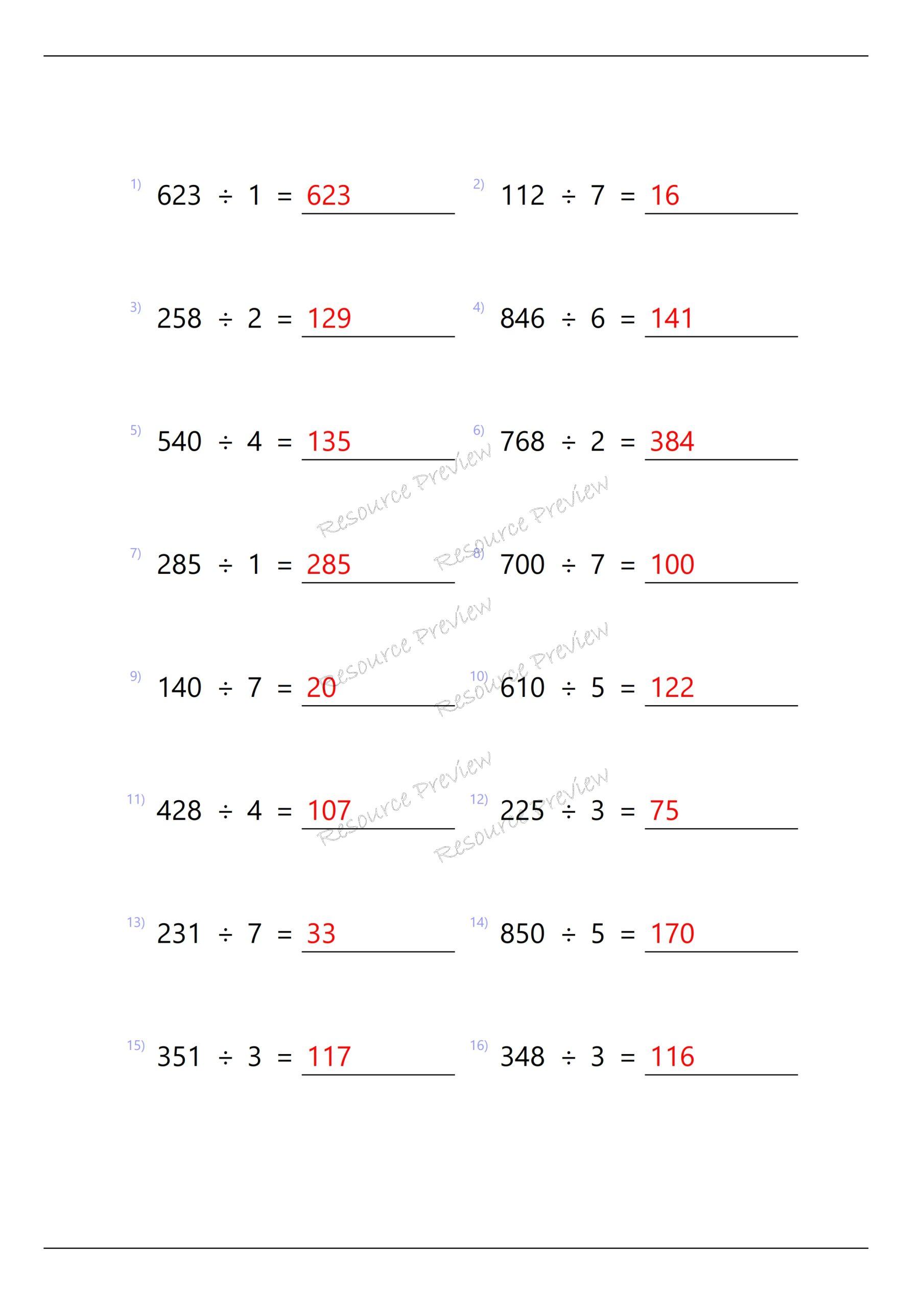 3dig x 1dig Division no remainder - Image 2