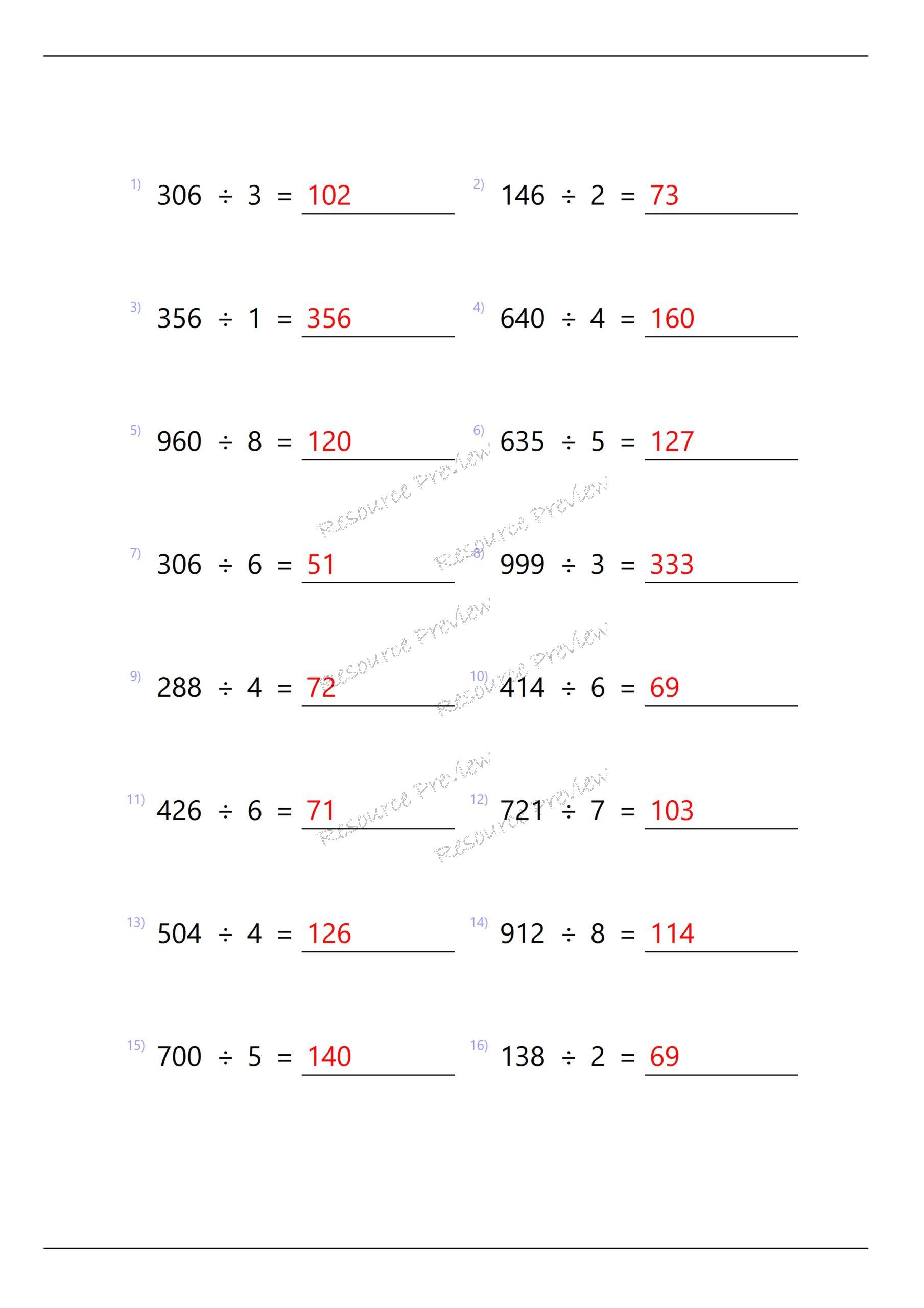 3dig x 1dig Division no remainder - Image 4