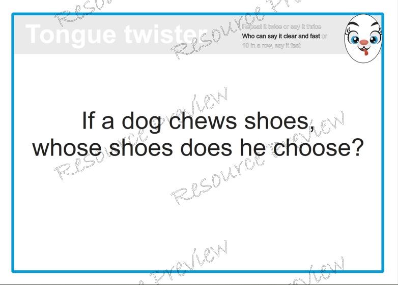 Tongue twister cards x40