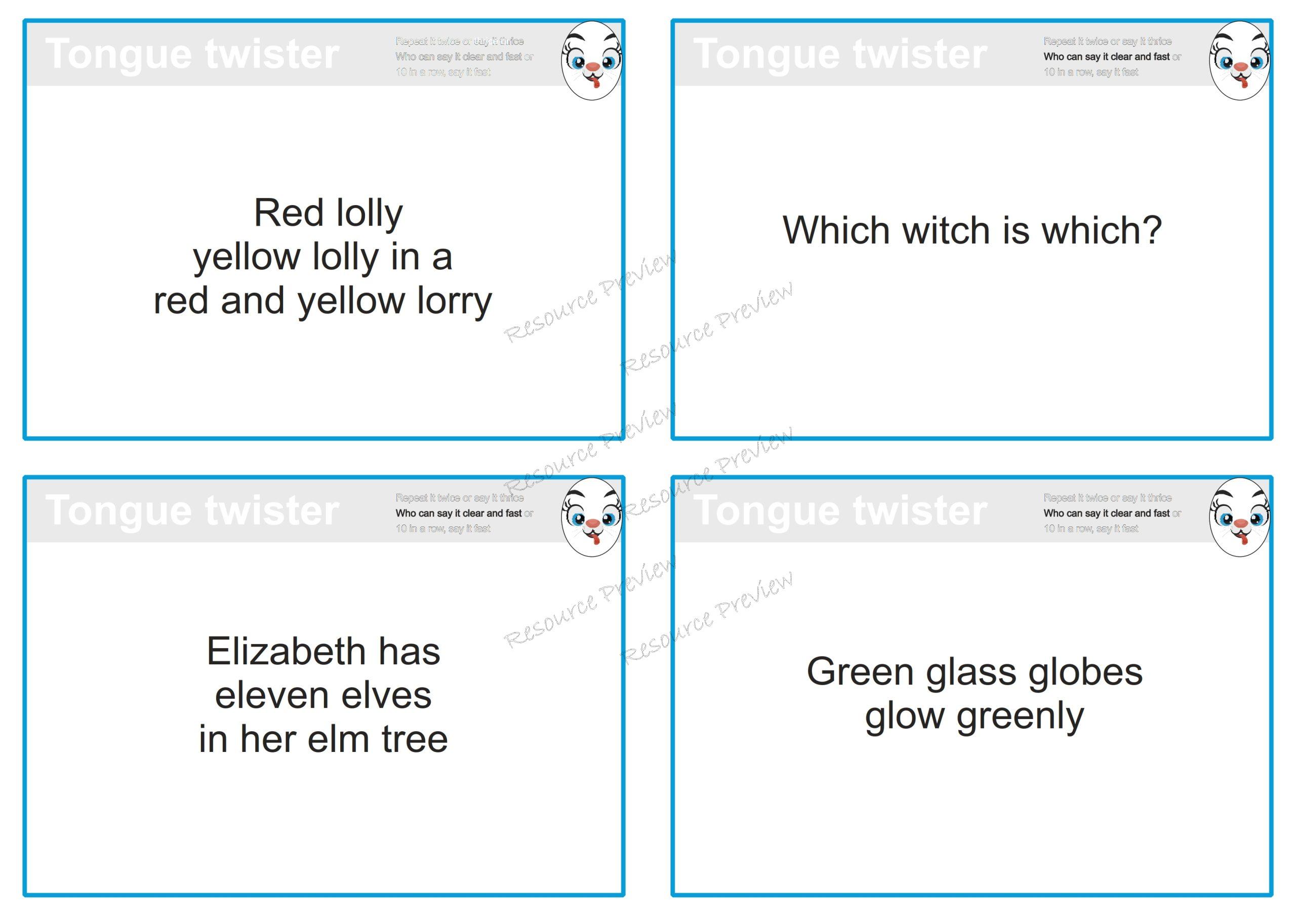 Tongue twister cards x40 - Image 3