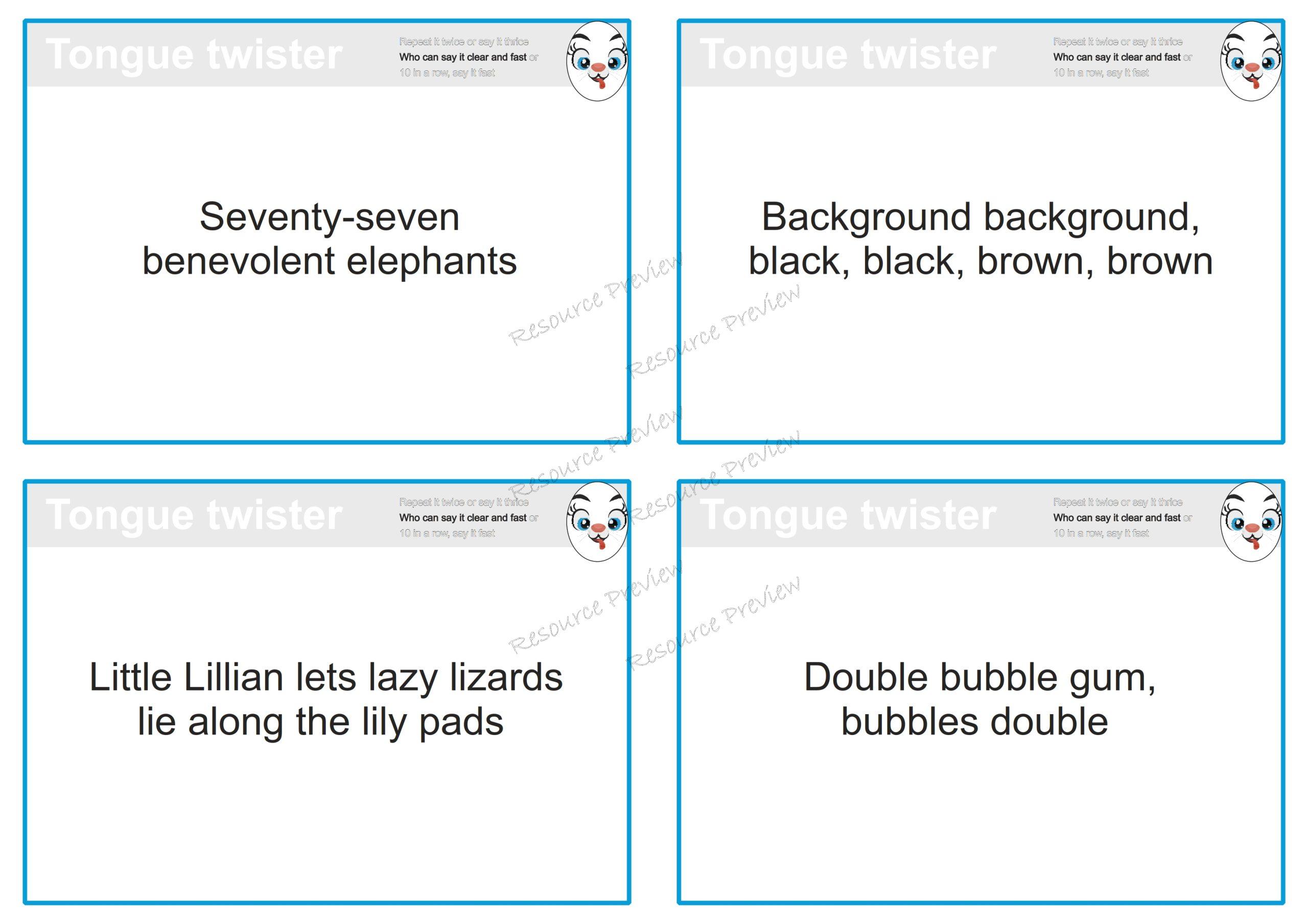 Tongue twister cards x40 - Image 2