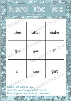 Word tac toe - first 300 sightwords
