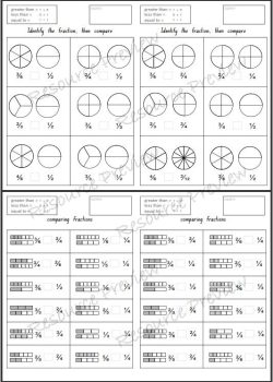 Comparing fractions model