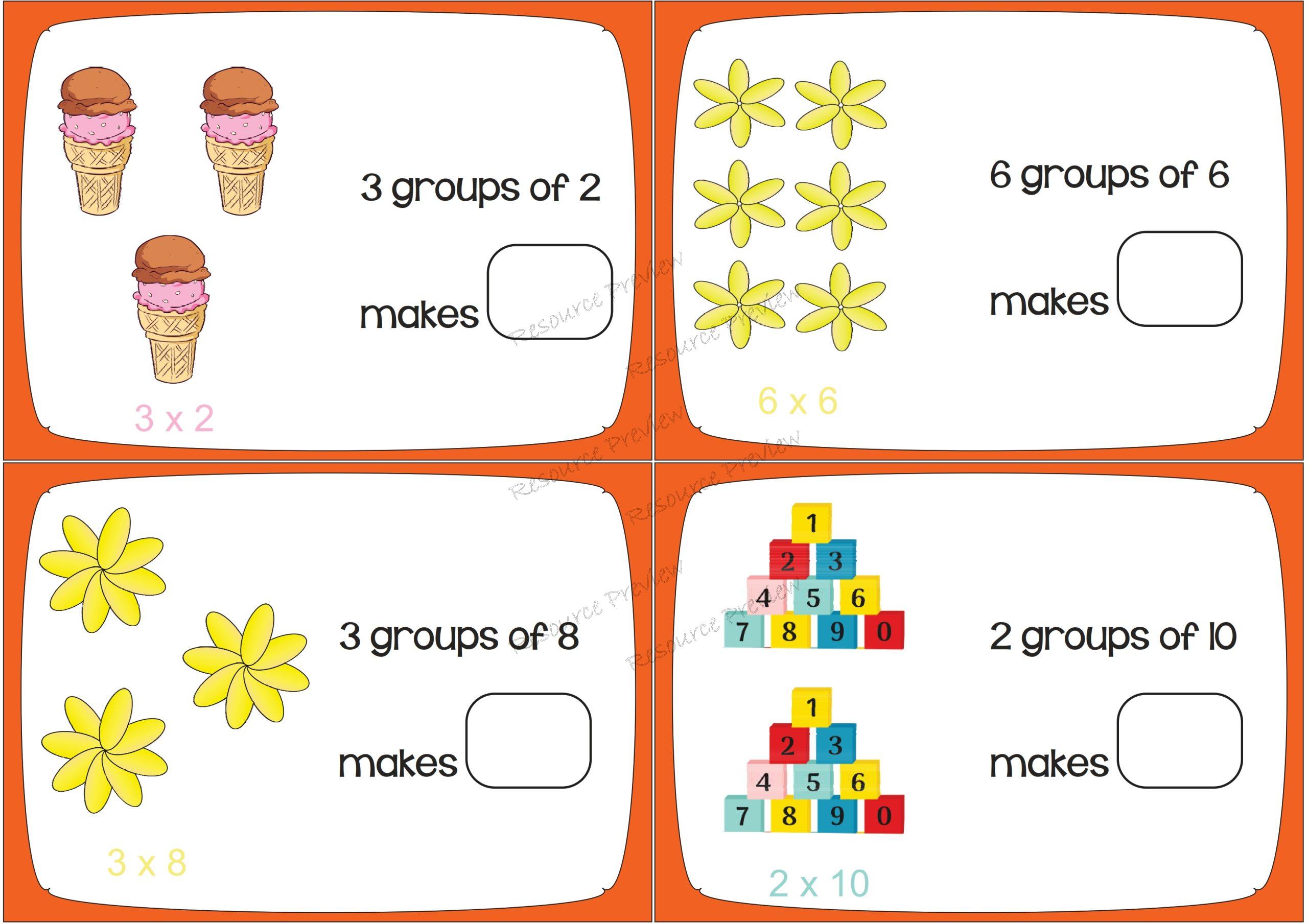 Multiplication cards x 12