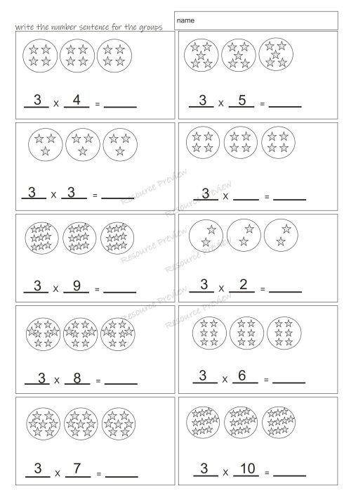 Multiplication number sentences