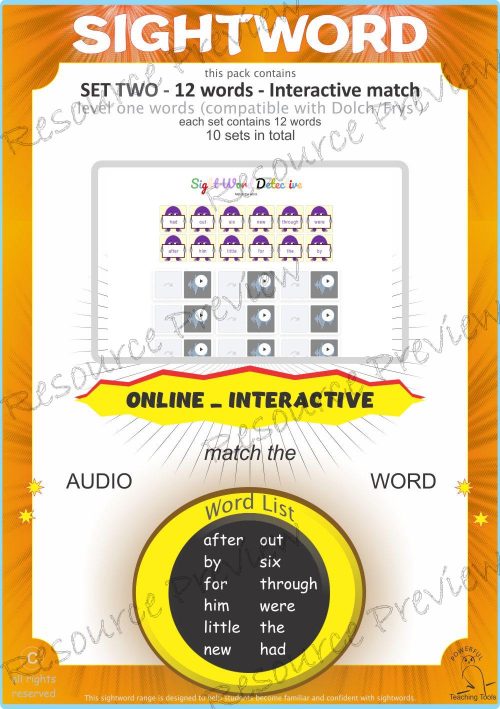 Sightword interactive Level 1-2