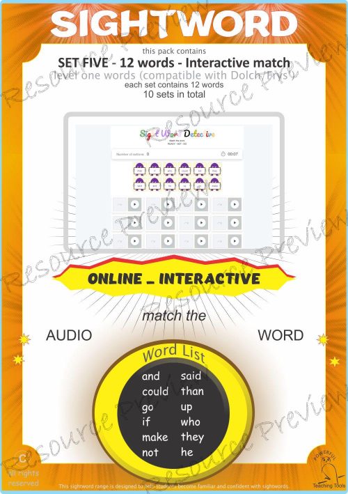 Sightword interactive Level 1-5