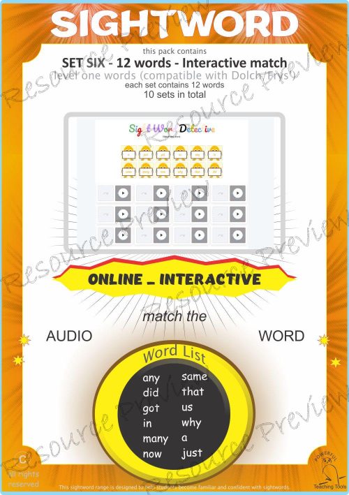 Sightword interactive Level 1-6