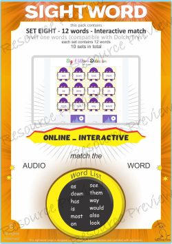 Sightword interactive Level 1-8