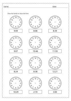 Analogue and digital time 1 min interval
