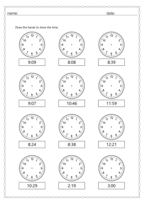 Analogue and digital time 1 min interval