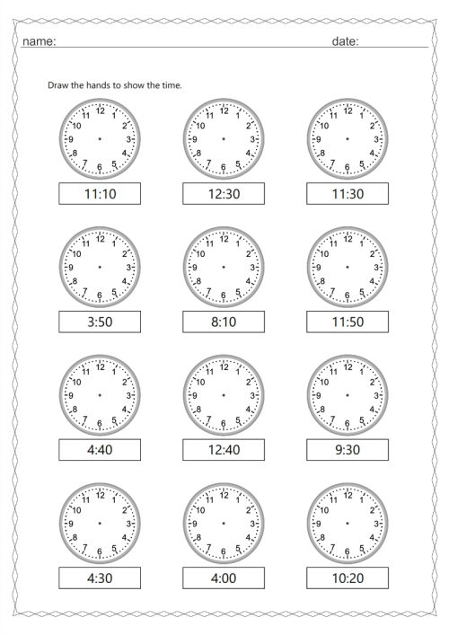 Analogue and digital time 10 min interval