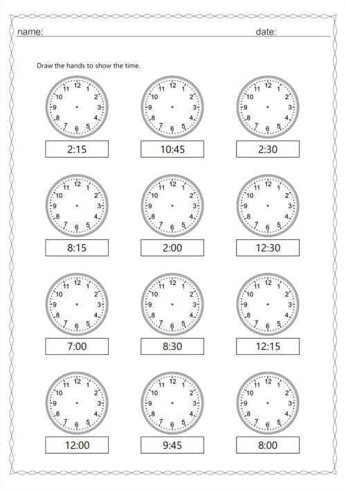 Analogue and digital time 15 min interval