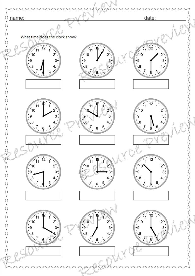 Analogue and digital time 30 min interval