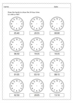 24 hour time 5 min interval