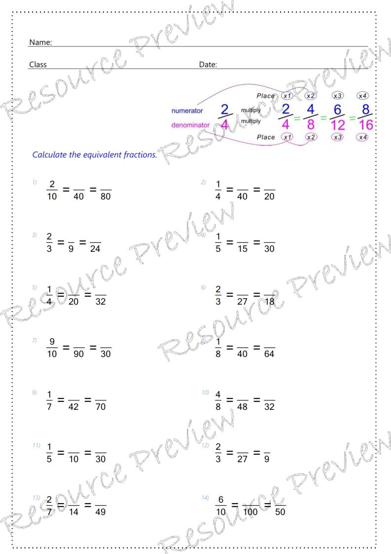 Calculate equivalent fractions