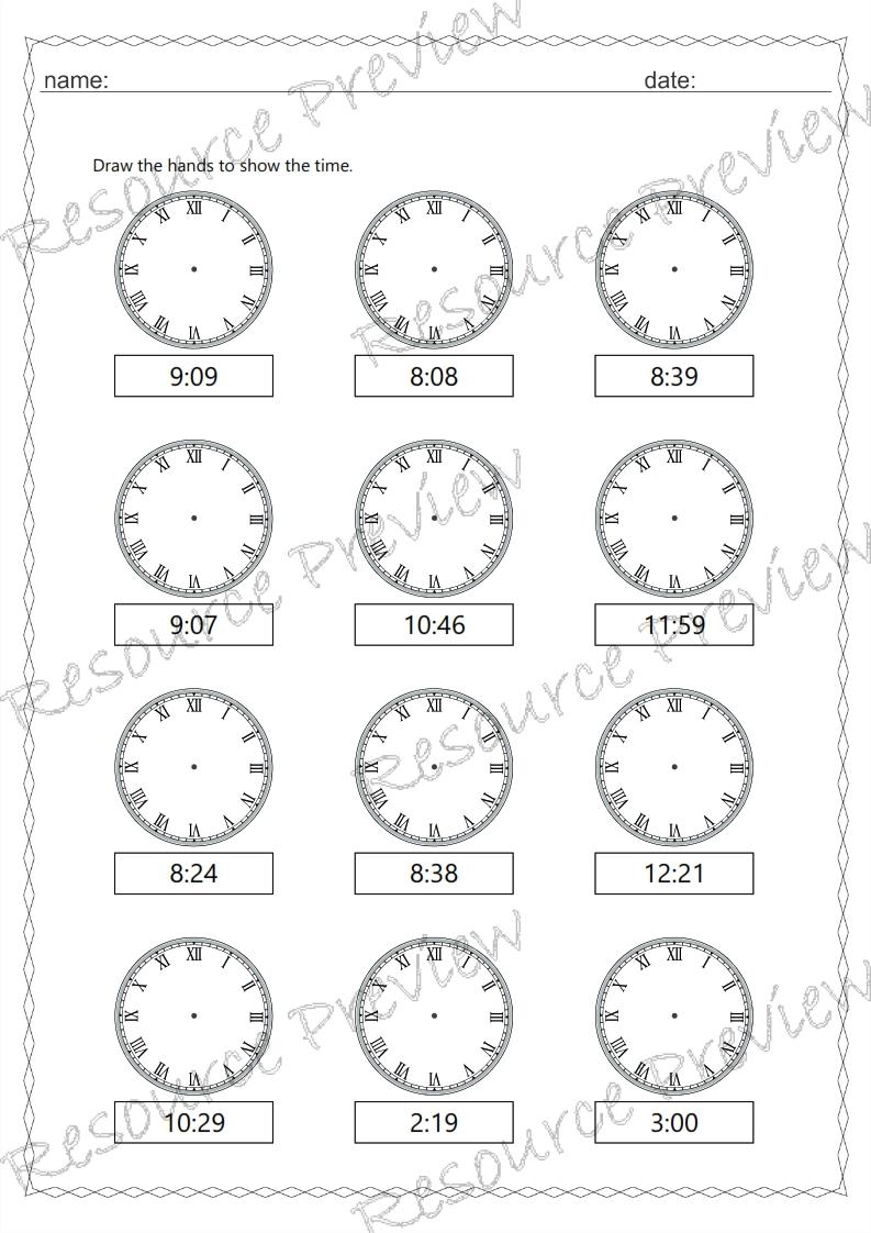 Roman numeral clock 1 min interval
