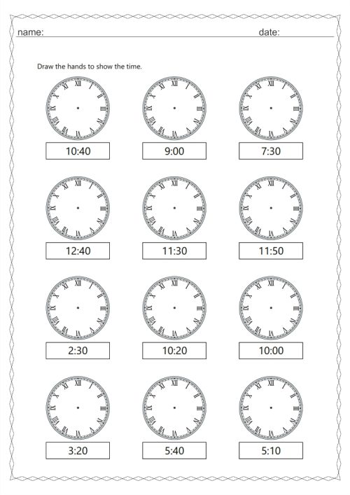 Roman numeral clock 10 min interval