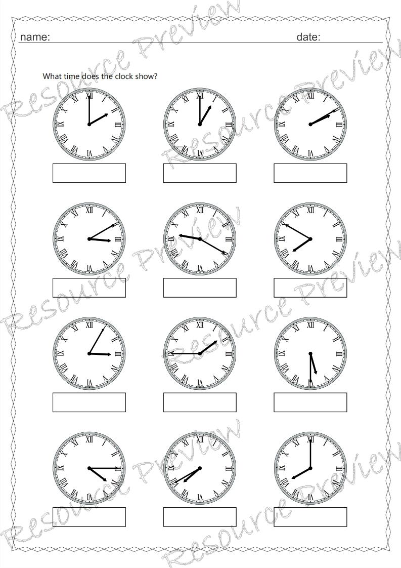 Roman numeral clock 5 min interval