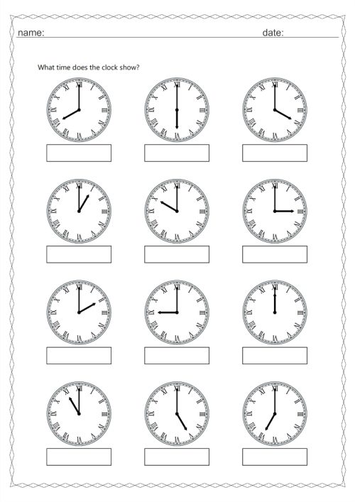 Roman numeral time O'clock