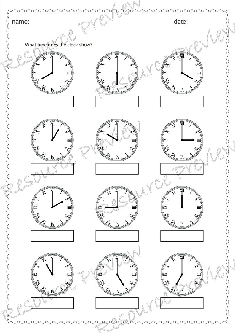 Roman numeral time O'clock