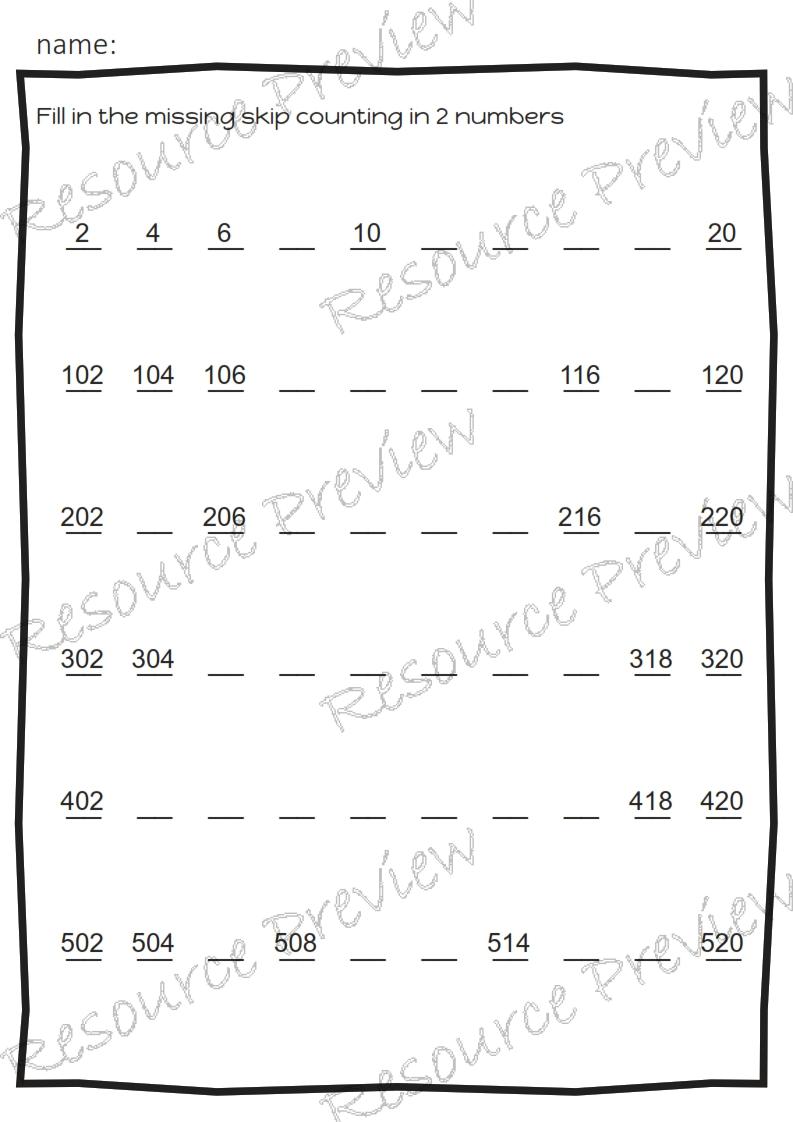 Skip counting 1 2 5 10+ pack