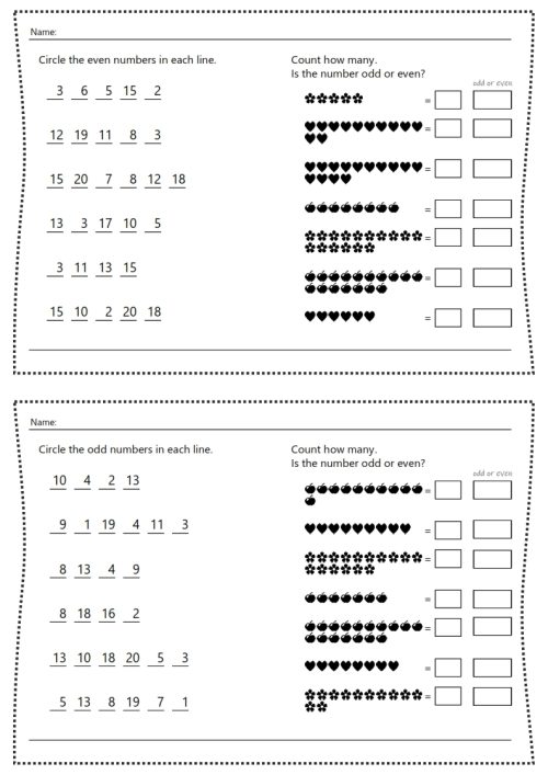 Identify odd and even numbers pack